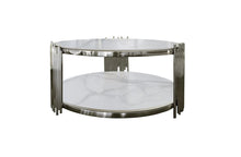 Load image into Gallery viewer, Stripe Marble Top Round Silver Coffee Table 95 cm