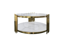 Load image into Gallery viewer, Stripe Marble Top Round Gold Coffee Table 95 cm
