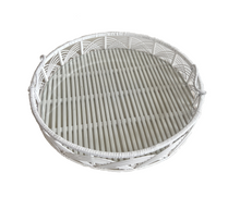 Load image into Gallery viewer, Hamptons Bamboo Trays With Glass White - Round - Decorative
