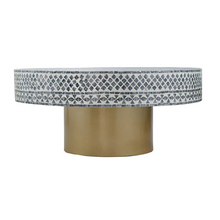 Load image into Gallery viewer, Pearl Black White Round Pearl Gold Base Coffee Table