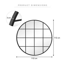 Load image into Gallery viewer, Elsa Window Black Round Metal Mirror Black 112cm - SML