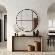 Load image into Gallery viewer, Elsa Window Black Round Metal Mirror Black 112cm - SML