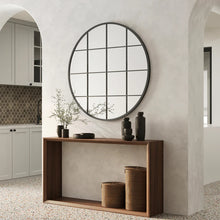 Load image into Gallery viewer, Elsa Window Black Round Metal Mirror Black 112cm - SML
