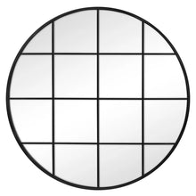 Load image into Gallery viewer, Elsa Window Black Round Metal Mirror Black 112cm - SML