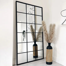 Load image into Gallery viewer, Hamptons Windows Black Full Length Mirror 90x180 cm