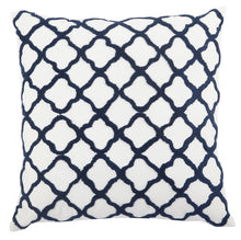 Load image into Gallery viewer, Quatrefoil Feather Cushion Moorish Embroided