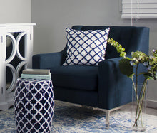 Load image into Gallery viewer, Quatrefoil Feather Cushion Moorish Embroided