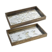 Load image into Gallery viewer, Antique Mirror set of 2 Rectangular Trays - Decorative