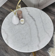 Load image into Gallery viewer, White Marble Coffee Table with Gold Leg 80 cm
