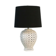 Load image into Gallery viewer, Lattice Tall White Table Lamp w/Black Shade
