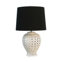 Load image into Gallery viewer, Lattice Tall White Table Lamp w/Black Shade
