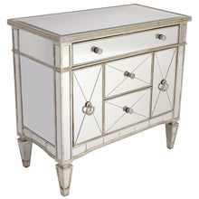 Load image into Gallery viewer, Mirrored Dresser Nightstand Antique Ribbed 5 drawers - CSHWH