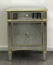 Load image into Gallery viewer, Mirrored Cabinet Antique 1 Door 1 Drawer Bedside Table