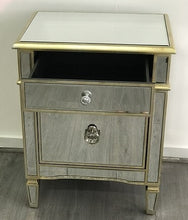 Load image into Gallery viewer, Mirrored Cabinet Antique 1 Door 1 Drawer Bedside Table