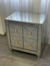 Load image into Gallery viewer, Criss Cross Front with gold handles Bedside Table