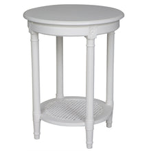 Load image into Gallery viewer, Polo Hamptons Occasional Round White hand Painted Rattan Shelf Side Table