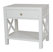 Load image into Gallery viewer, Catalina Crossed White Bedside/Side Table