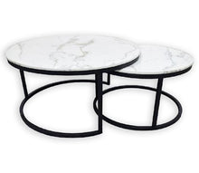 Load image into Gallery viewer, Nested REAL Marble Coffee Table Black - 60/40 cm set of 2
