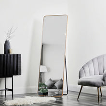 Load image into Gallery viewer, Standing Full Length Rectangle Metal Mirror Gold 165 cm
