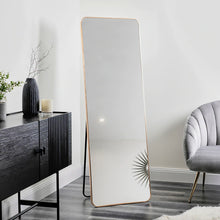Load image into Gallery viewer, Standing Full Length Rectangle Metal Mirror Gold 165 cm