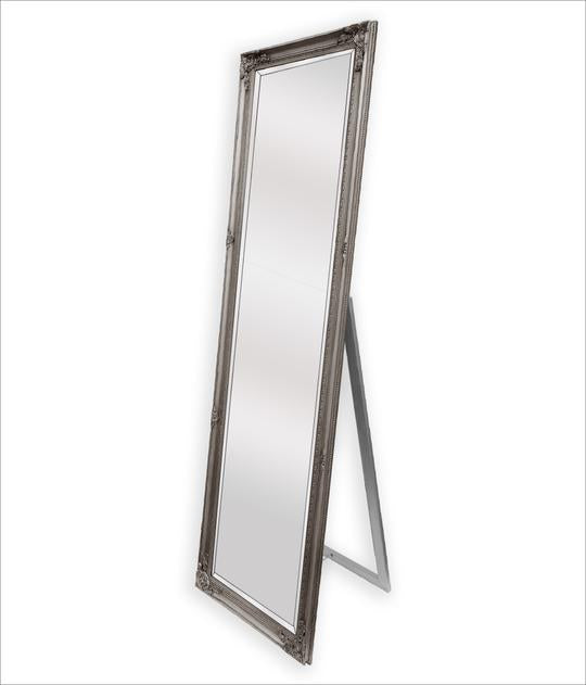French Antique Silver Provincial Ornate Full Length Mirror - Free Standing 50cm x 170cm