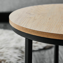 Load image into Gallery viewer, Natural Wood Coffee Tables Black Frame Set Of 2