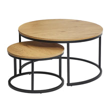 Load image into Gallery viewer, Natural Wood Coffee Tables Black Frame Set Of 2