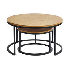 Load image into Gallery viewer, Natural Wood Coffee Tables Black Frame Set Of 2