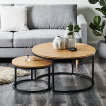 Load image into Gallery viewer, Natural Wood Coffee Tables Black Frame Set Of 2