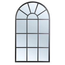 Load image into Gallery viewer, Indoor Outdoor Hamptons Arch Window Iron Black Mirror - SML