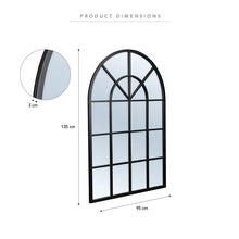 Load image into Gallery viewer, Indoor Outdoor Large Hamptons Arch Window Iron Black Mirror - SML