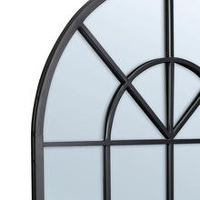 Load image into Gallery viewer, Indoor Outdoor Large Hamptons Arch Window Iron Black Mirror - SML