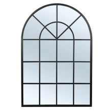 Load image into Gallery viewer, Indoor Outdoor Large Hamptons Arch Window Iron Black Mirror - SML