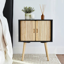 Load image into Gallery viewer, Black Natural Wood Bedside Table