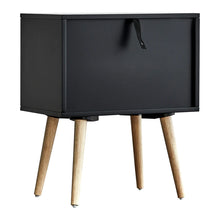 Load image into Gallery viewer, Black Natural Wood Bedside Table