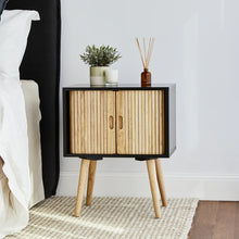 Load image into Gallery viewer, Black Natural Wood Bedside Table