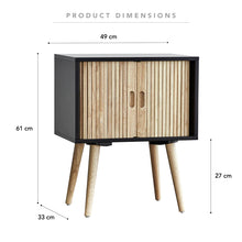 Load image into Gallery viewer, Black Natural Wood Bedside Table