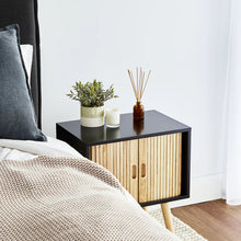 Load image into Gallery viewer, Black Natural Wood Bedside Table