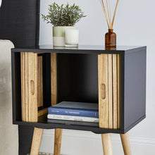 Load image into Gallery viewer, Black Natural Wood Bedside Table