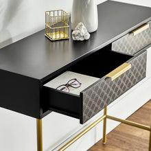 Load image into Gallery viewer, Modern Black Console Table with Gold Handle 100 cm