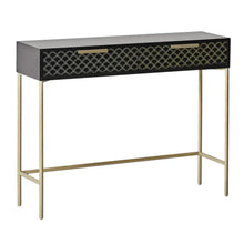 Load image into Gallery viewer, Modern Black Console Table with Gold Handle 100 cm
