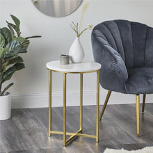 Load image into Gallery viewer, Marble Gold Side Table