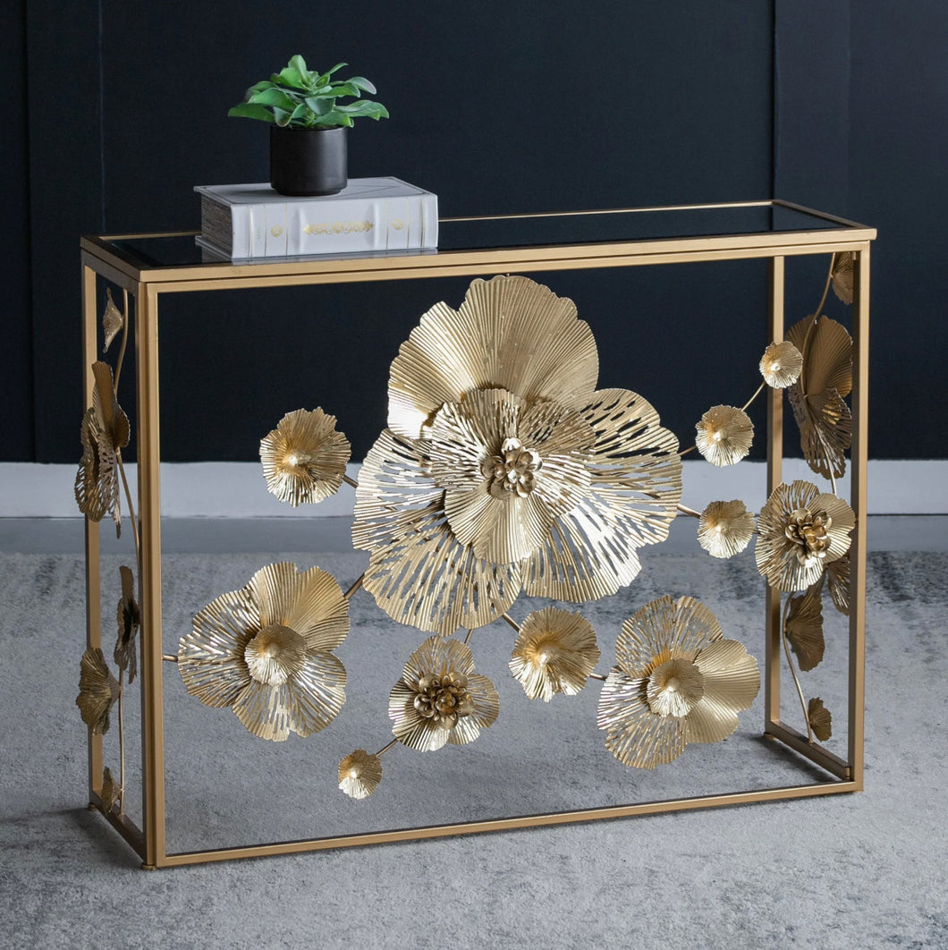 Floral Mirrorred Console Table