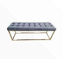 Load image into Gallery viewer, Luxury Grey Velvet Ottoman with Gold Leg
