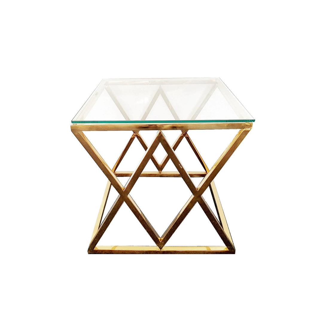 Gold Frame Clear Glass Side Table