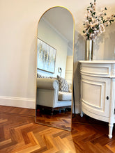 Load image into Gallery viewer, Arched Standing Full Length Metal Mirror Gold 170 cm