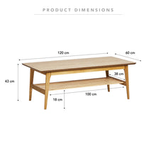 Load image into Gallery viewer, 120cm Rectangle Oak Coffee Table
