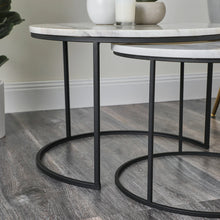 Load image into Gallery viewer, Set of 2 Real White Marble with Black Frame Coffee Table
