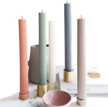 Load image into Gallery viewer, Peach Decorative Pillar Candle Sets of 2