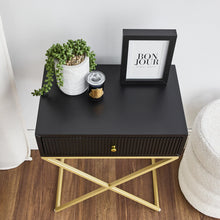 Load image into Gallery viewer, Contemporary Black and Gold X Leg Bedside Table